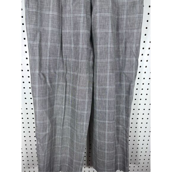 Sandro Paris Hoviv Wide Leg Linen blend Pants Woman’s Gray Plaid size 36 US 8 - Picture 6 of 10